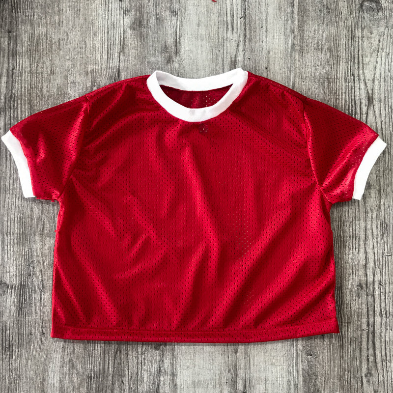 6031 - Women's Cropped Mesh Ringer Tee
