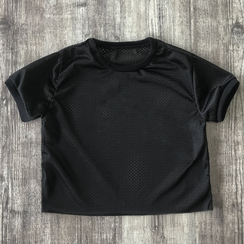 6031 - Women's Cropped Mesh Ringer Tee