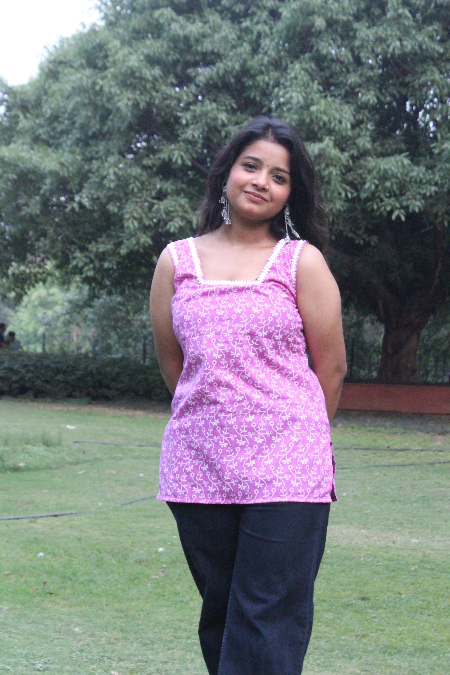 Lavender Blossom Sleeveless Kurti