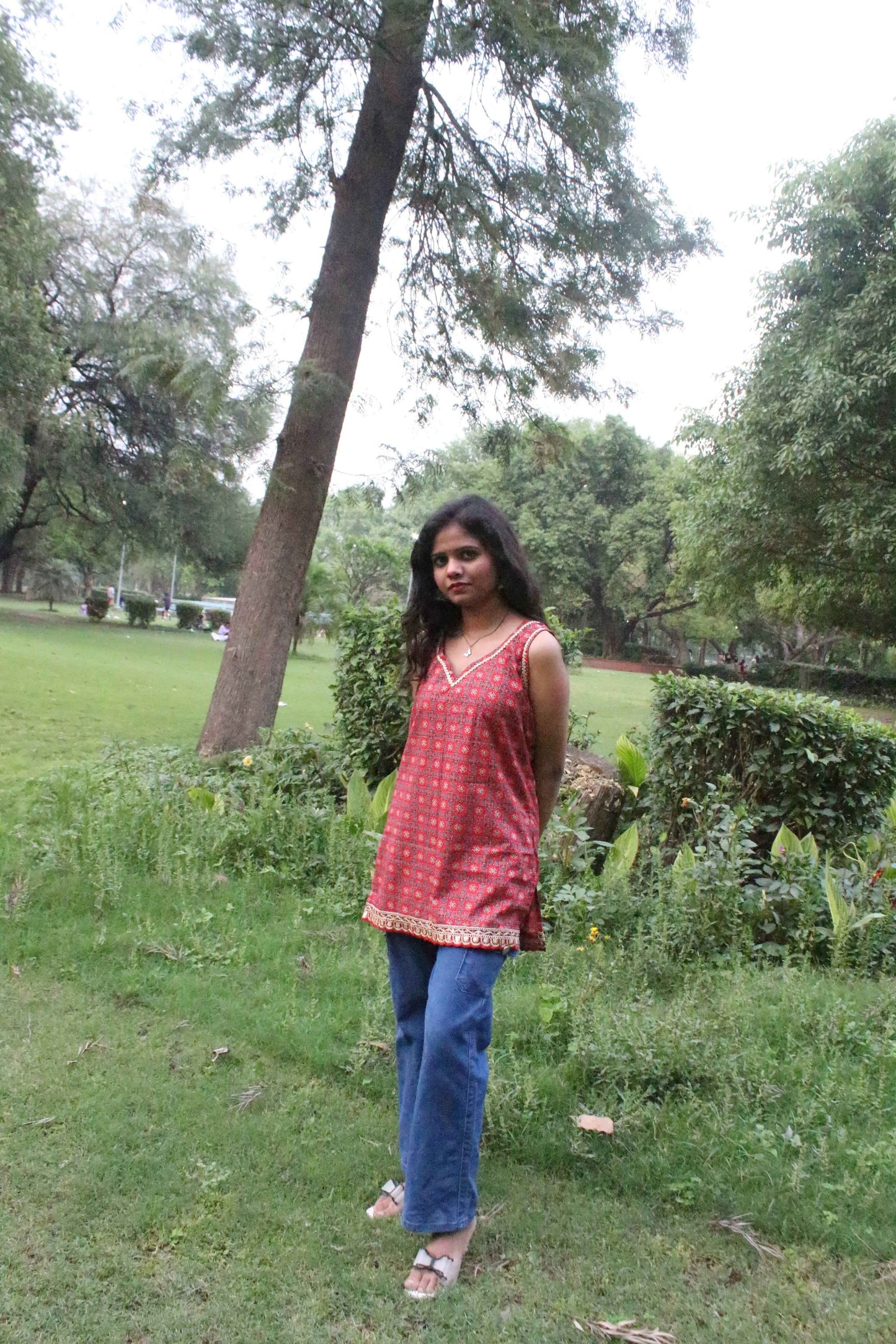 Rust Charm Sleeveless Kurti