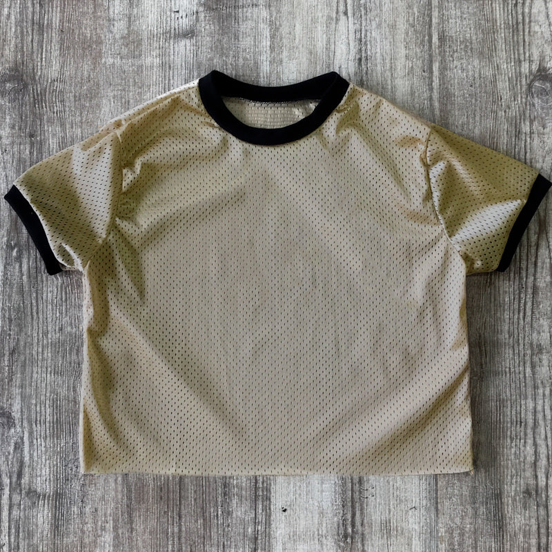 6031 - Women's Cropped Mesh Ringer Tee